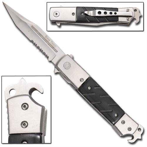 Hidden Release Dual Action Automatic Knife Tanto Ser - Saw Tooth Knife-Auto - Tophatter Daily Deals