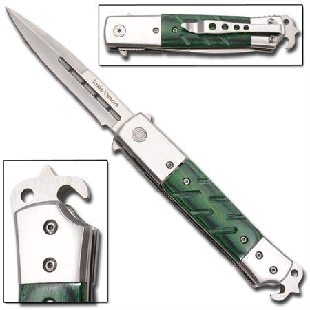 Hidden Release Dual Action Automatic Knife Green - Toxic Venom Knife-Auto - Tophatter Daily Deals