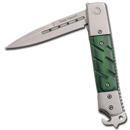 Hidden Release Dual Action Automatic Knife Green - Toxic Venom Knife-Auto - Tophatter Daily Deals