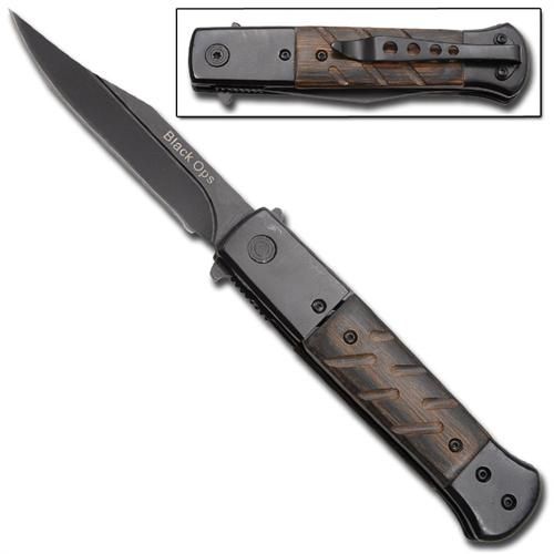 Hidden Release Dual Action Automatic Knife Brown - Black Ops Knife-Auto - Tophatter Daily Deals