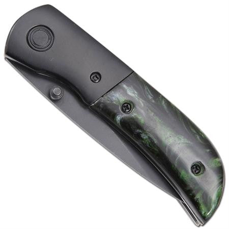 Grn Pearl Hidden Release Dual Action Automatic Knife Serrated Small Knife-Auto - Tophatter Daily Deals
