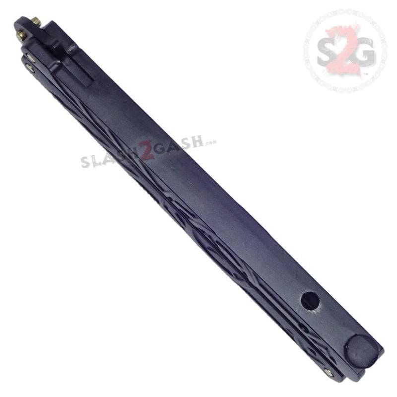 Hieroglyphic Butterfly Knife Riveted Unique Balisong - Black Knife-Balisong - Tophatter Daily Deals