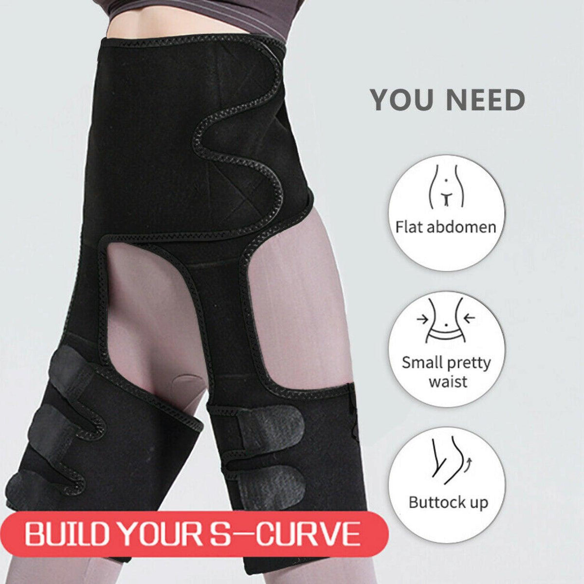 High Waist Thigh Trimmer - 3in1 High High Waist Thigh Body Shaper Trimmer Trainer Butt Lifter Slimming Belt Fitness - Tophatter Daily Deals