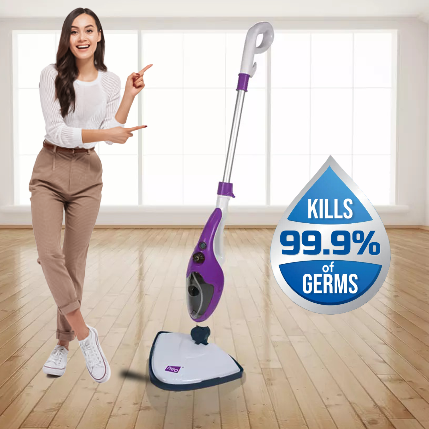 Floor Steam Mop – Lightweight Electric Steam Cleaner with Floor Pad for Hard Floors, Tiles & Window Electronic - Tophatter Daily Deals