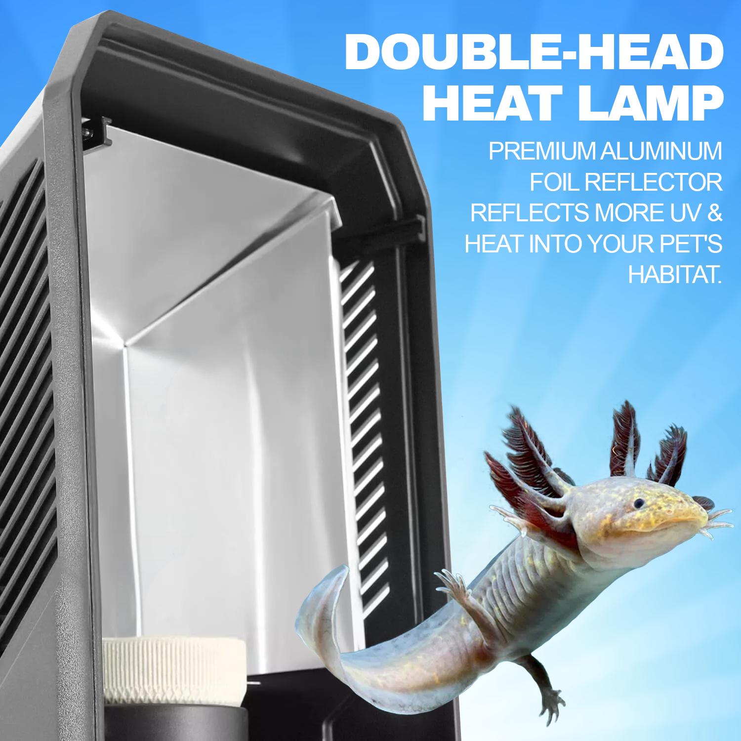 Reptile Heat Lamp - UVA UVB Double-Head Lamp for Turtles, Bearded Dragons & Lizards Pet Products - Tophatter Daily Deals