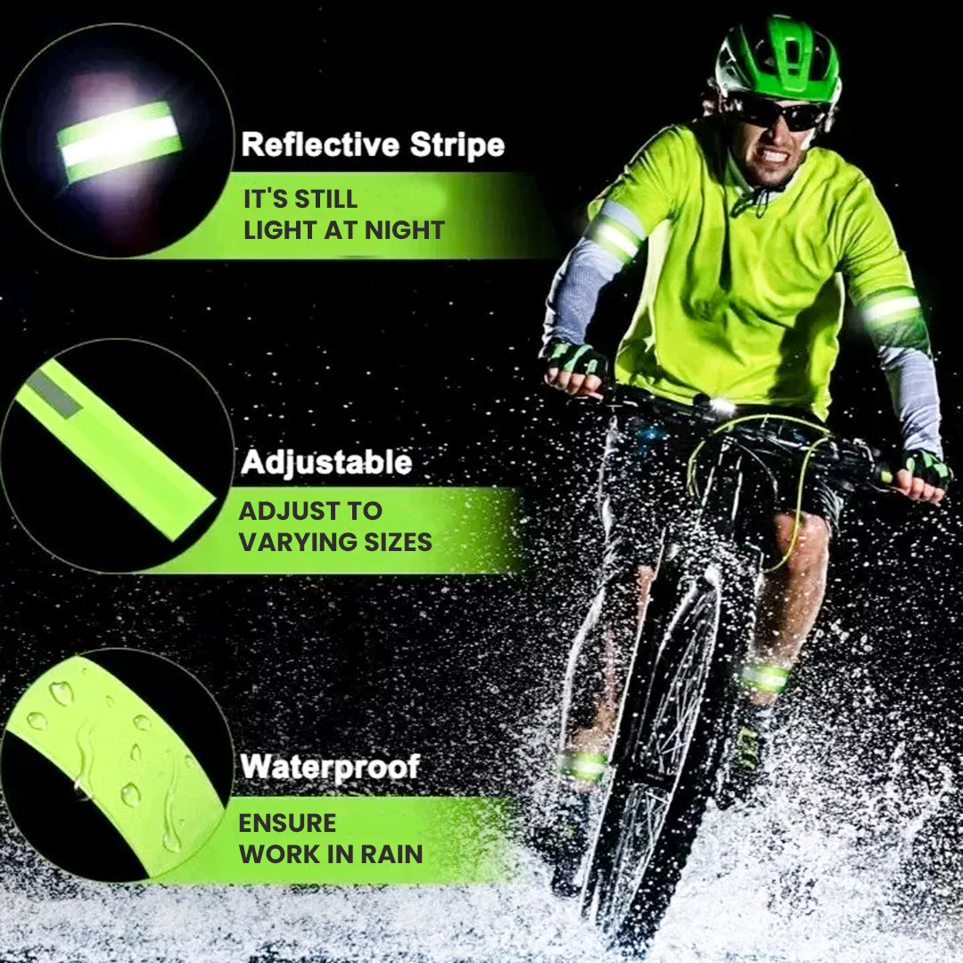 High Visibility Bands – Adjustable Reflective Arm Band Safety Bands for Running Jogging Cycling Walking & Sports Sports & Outdoor - Tophatter Daily Deals