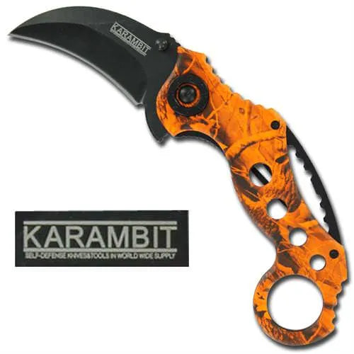 High Visibility Karambit Spring Assisted Knife Orange - Tophatter Daily Deals