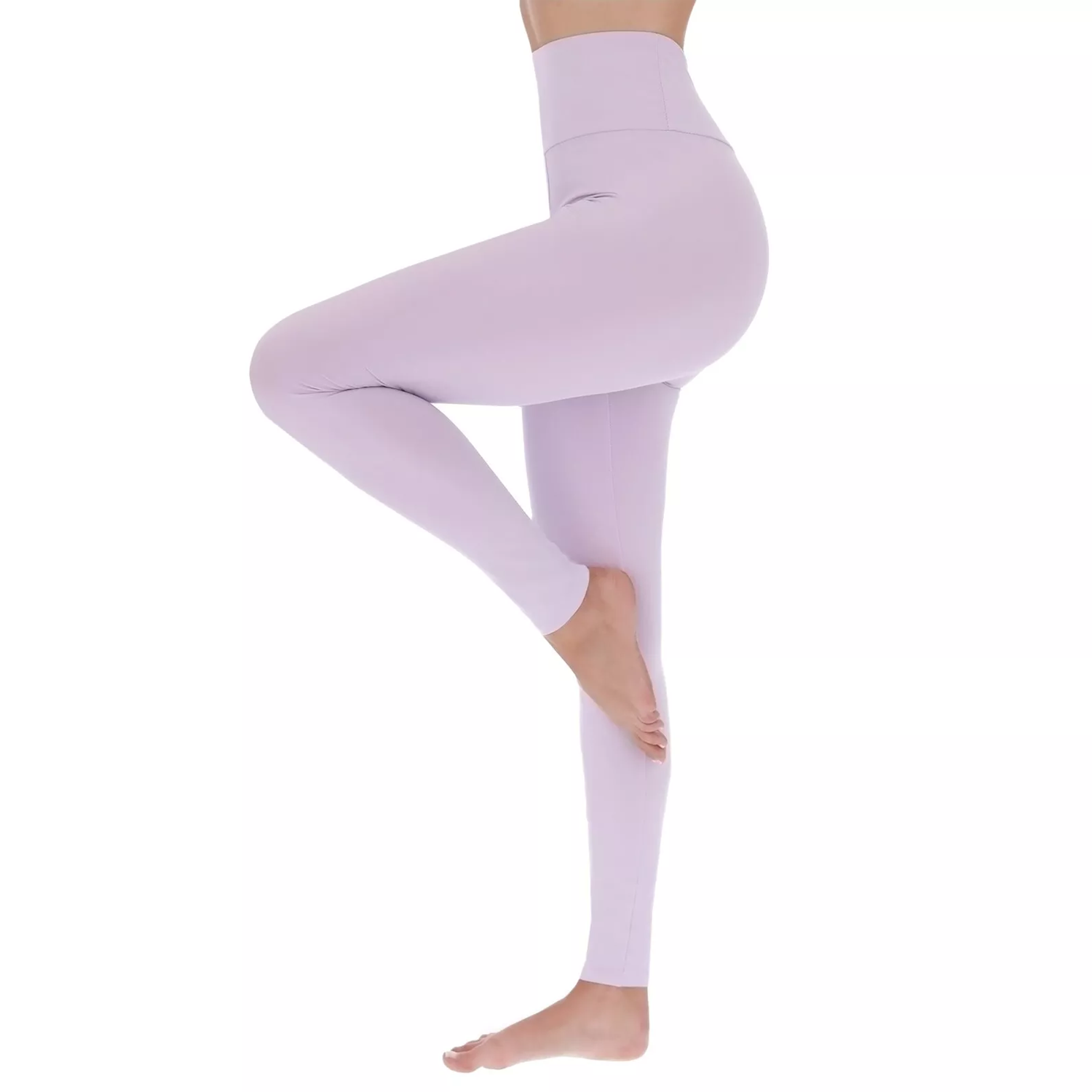 High Waisted Ladies Leggings – Stretchy, Tummy Control Workout & Everyday Wear Lilac Clothing - Tophatter Daily Deals