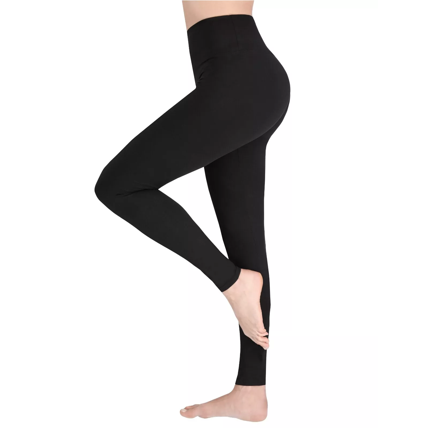 High Waisted Ladies Leggings – Stretchy, Tummy Control Workout & Everyday Wear Black Clothing - Tophatter Daily Deals