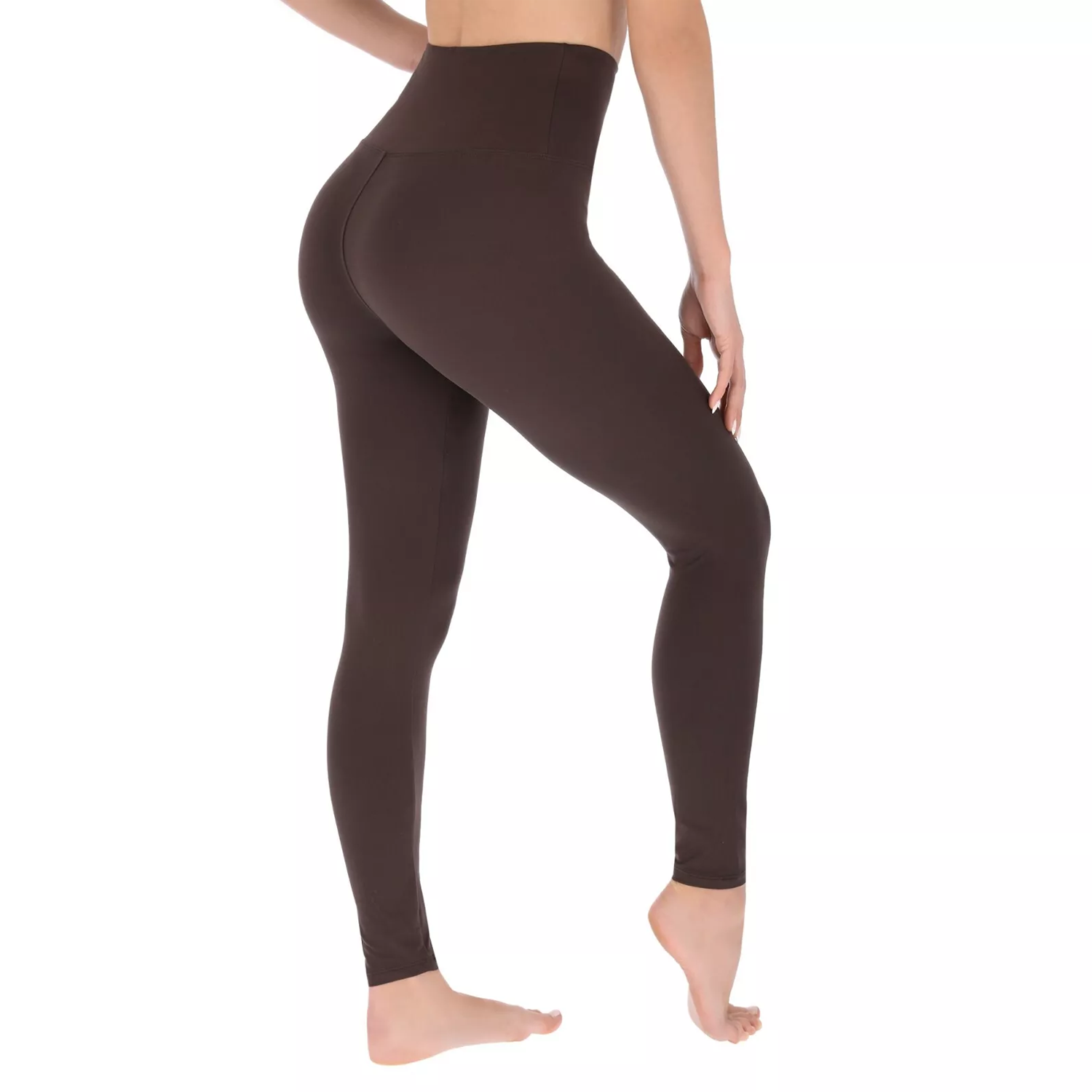 High Waisted Ladies Leggings – Stretchy, Tummy Control Workout & Everyday Wear Brown Clothing - Tophatter Daily Deals