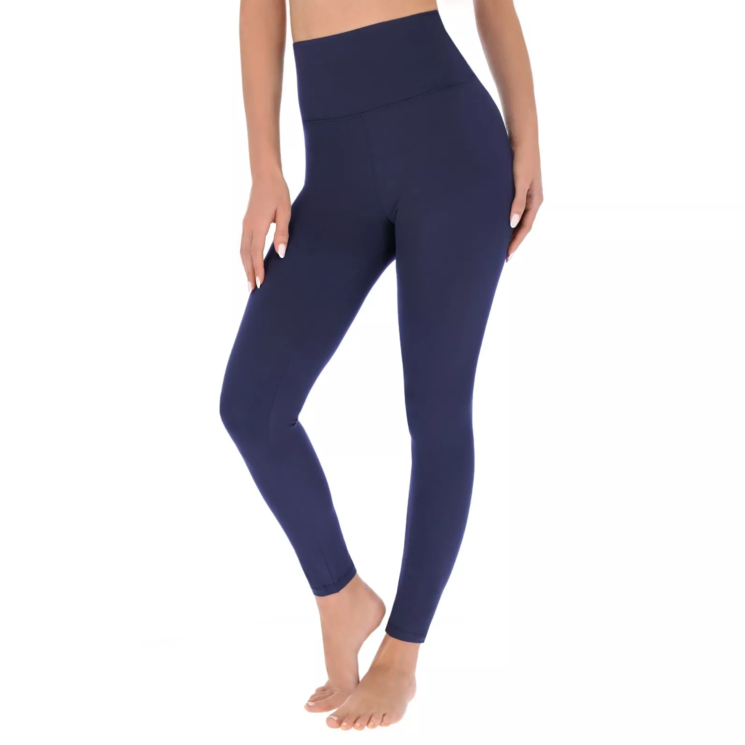 High Waisted Ladies Leggings – Stretchy, Tummy Control Workout & Everyday Wear Navy Clothing - Tophatter Daily Deals