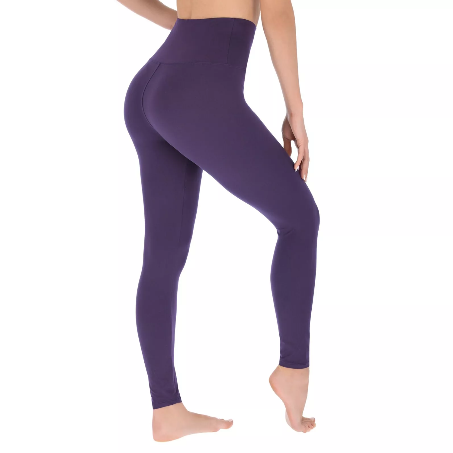 High Waisted Ladies Leggings – Stretchy, Tummy Control Workout & Everyday Wear Purple Clothing - Tophatter Daily Deals