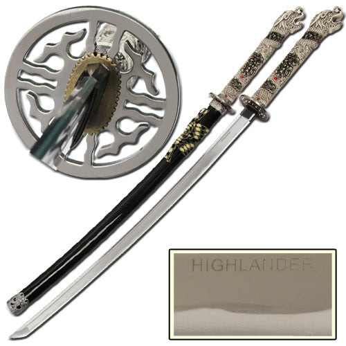 Highlander Black Open Mouth 1045 Carbon Steel Katana Sword - TOPHATTER'S ARMORY DEALS Collectible Weapons - Tophatter Daily Deals