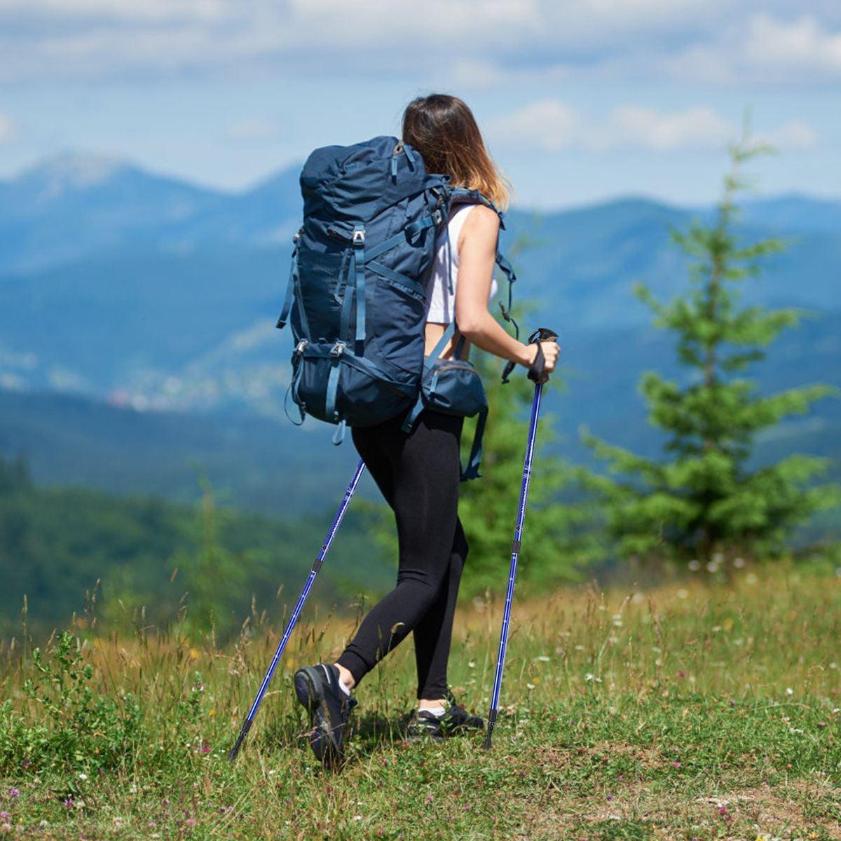 Adjustable Hiking Pole - Telescopic Walking Poles Set 3-Section Anti Shock Trekking Stick trekking - Tophatter Daily Deals
