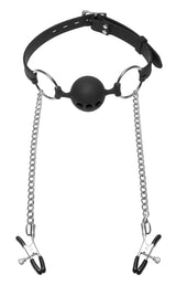 Hinder Breathable Silicone Ball Gag With Nipple Clamps > Bondage Gear > Gags and Bits - Tophatter Daily Deals
