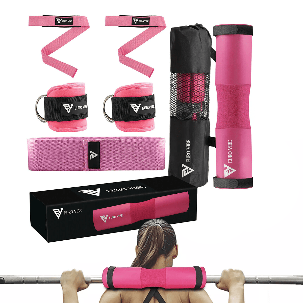 Hip Thruster Bar Pad - Barbell Pad Hip Thrust with Ankle Straps for Cable Machines Do Squats, Lunges, Hip Thrusts, Glutes & Leg Workouts Exercise & Fitness - Tophatter Daily Deals