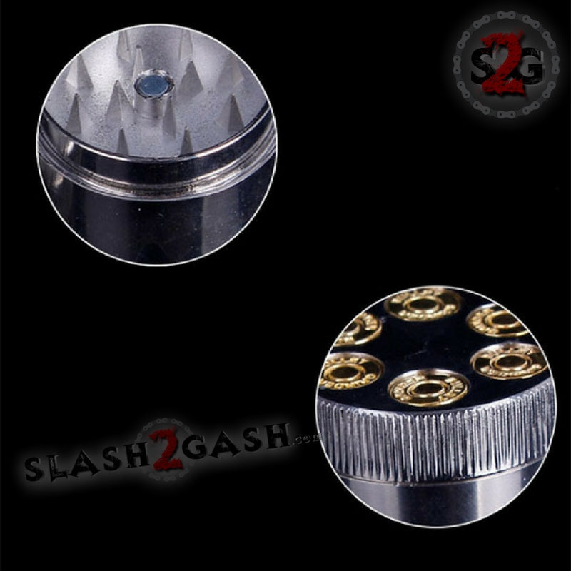 Six Shooter Rotating Revolver Smoking Bullet Metal Pipe w/ Grinder - V3 Smoking Accessories - Tophatter Daily Deals