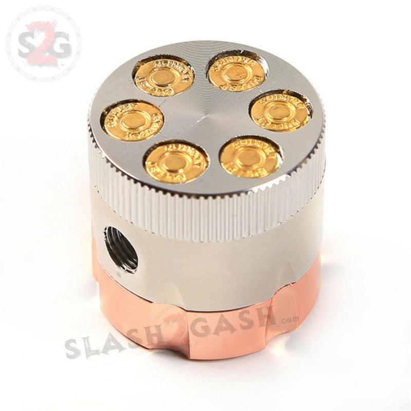 Six Shooter Rotating Revolver Smoking Bullet Metal Pipe w/ Grinder - V3 Smoking Accessories - Tophatter Daily Deals