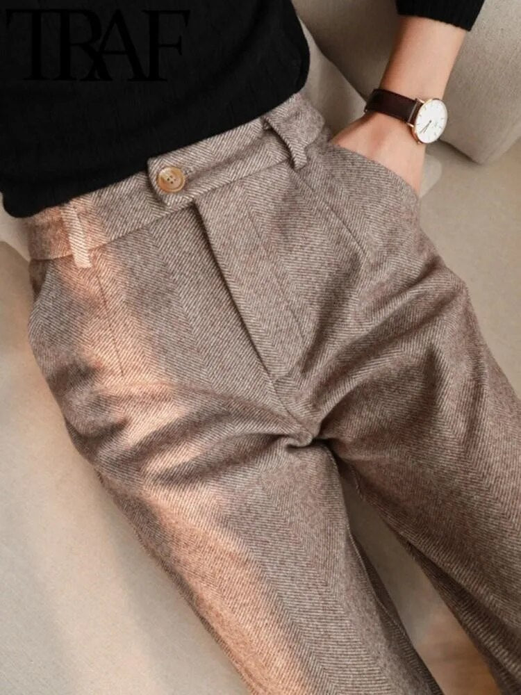Breathable women's tailored trousers – timeless design, comfortable fabric, for office and casual wear Khaki Women's trousers - Tophatter Daily Deals