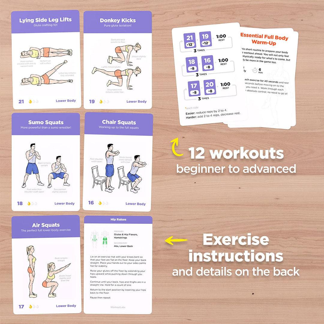 Home Workout Cards Deck for Women and Men - WorkoutLabs Exercise Cards: Bodyweight – Home Workout Cards Deck Exercise & Fitness - Tophatter Daily Deals