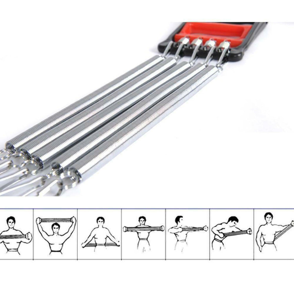 Chest Expander - 5 Spring Exercise Puller Muscle Stretcher Training Home Pull Gym Exercise & Fitness - Tophatter Daily Deals