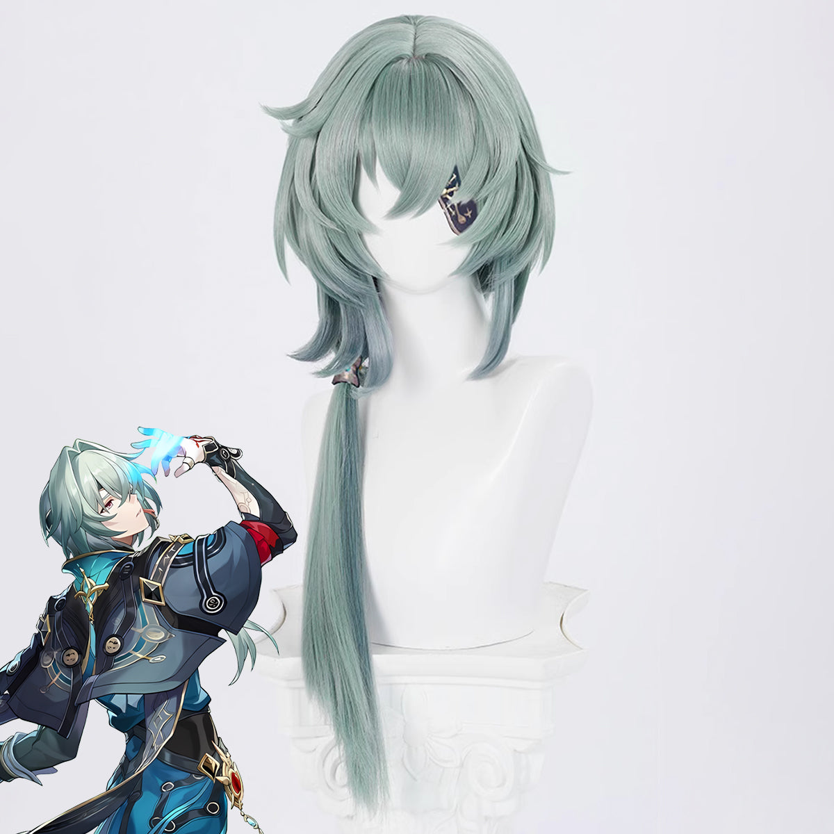 Honkai: Star Rail The Chrysos Heirs Anaxagoras White Green Cosplay Wig Wig - Tophatter Daily Deals