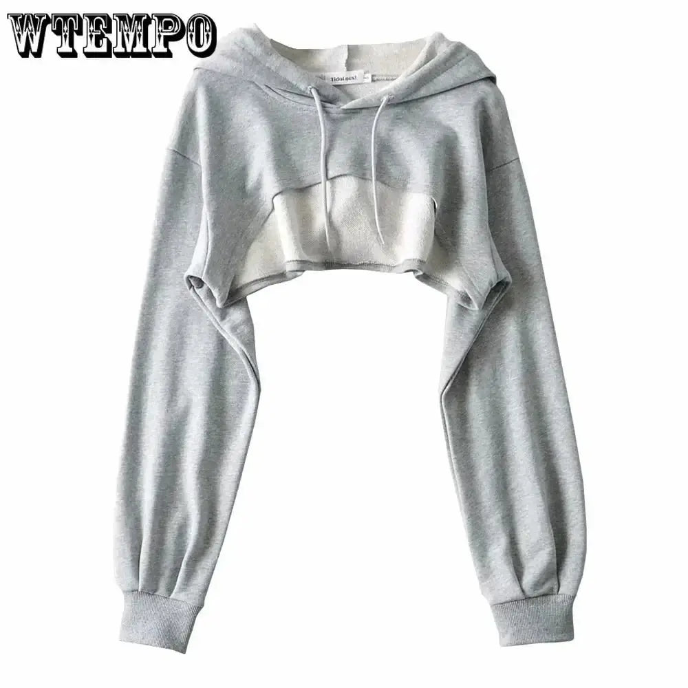 Hoodie Female Hoodie Personality Irregular Crop Ultra Short Style Long Sleeve Top Female Drop Shipping - Tophatter Daily Deals