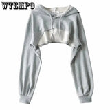 Hoodie Female Hoodie Personality Irregular Crop Ultra Short Style Long Sleeve Top Female Drop Shipping - Tophatter Daily Deals