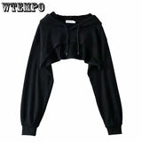 Hoodie Female Hoodie Personality Irregular Crop Ultra Short Style Long Sleeve Top Female Drop Shipping - Tophatter Daily Deals