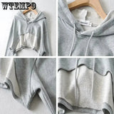 Hoodie Female Hoodie Personality Irregular Crop Ultra Short Style Long Sleeve Top Female Drop Shipping - Tophatter Daily Deals