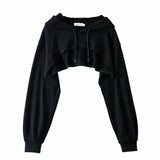 Hoodie Female Hoodie Personality Irregular Crop Ultra Short Style Long Sleeve Top Female Drop Shipping black XL - Tophatter Daily Deals