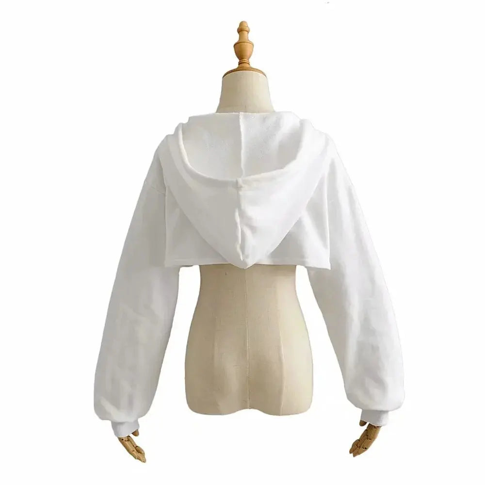 Hoodie Female Hoodie Personality Irregular Crop Ultra Short Style Long Sleeve Top Female Drop Shipping - Tophatter Daily Deals