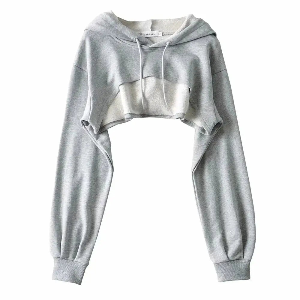 Hoodie Female Hoodie Personality Irregular Crop Ultra Short Style Long Sleeve Top Female Drop Shipping - Tophatter Daily Deals