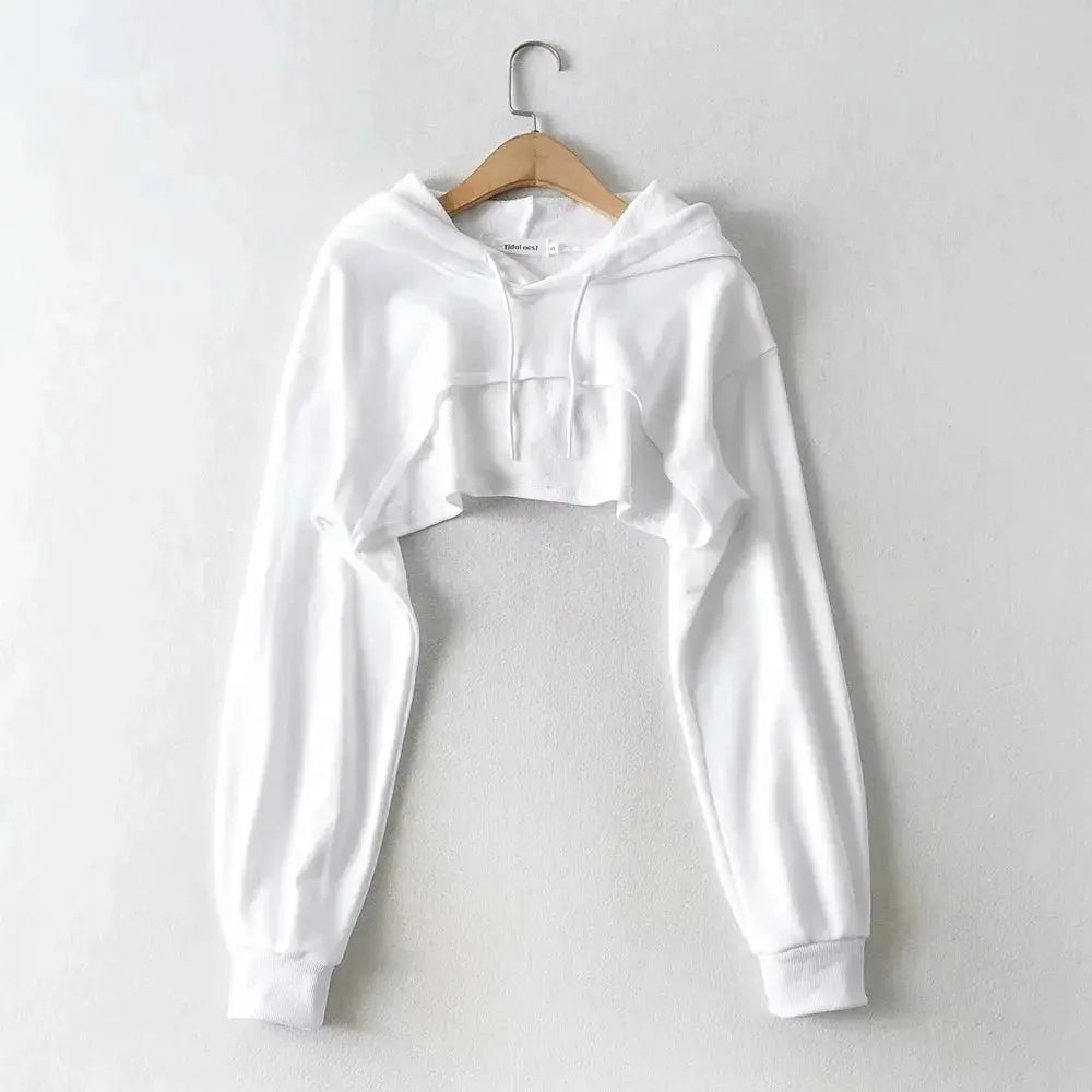 Hoodie Female Hoodie Personality Irregular Crop Ultra Short Style Long Sleeve Top Female Drop Shipping - Tophatter Daily Deals