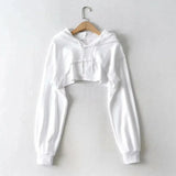 Hoodie Female Hoodie Personality Irregular Crop Ultra Short Style Long Sleeve Top Female Drop Shipping - Tophatter Daily Deals