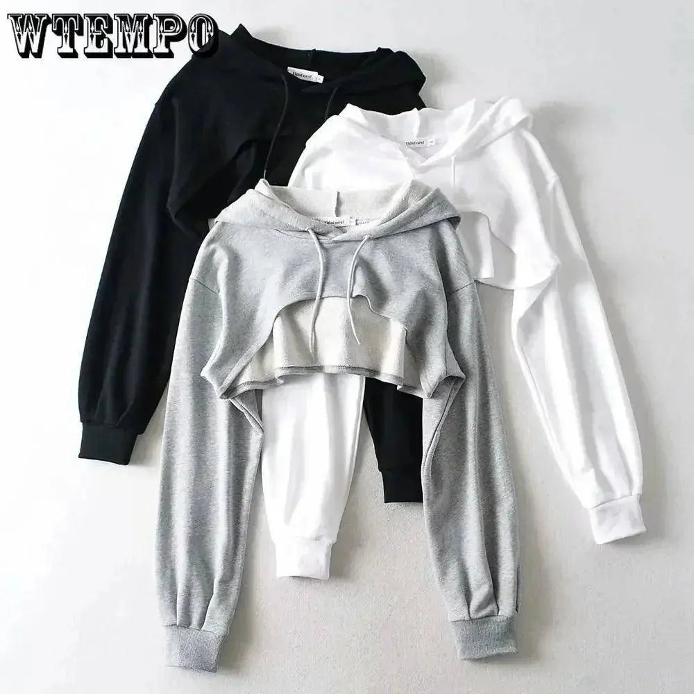 Hoodie Female Hoodie Personality Irregular Crop Ultra Short Style Long Sleeve Top Female Drop Shipping - Tophatter Daily Deals