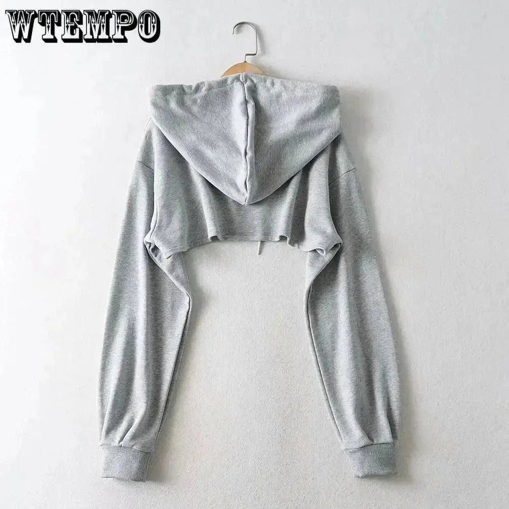 Hoodie Female Hoodie Personality Irregular Crop Ultra Short Style Long Sleeve Top Female Drop Shipping - Tophatter Daily Deals