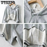 Hoodie Female Hoodie Personality Irregular Crop Ultra Short Style Long Sleeve Top Female Drop Shipping - Tophatter Daily Deals