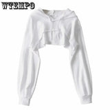 Hoodie Female Hoodie Personality Irregular Crop Ultra Short Style Long Sleeve Top Female Drop Shipping - Tophatter Daily Deals