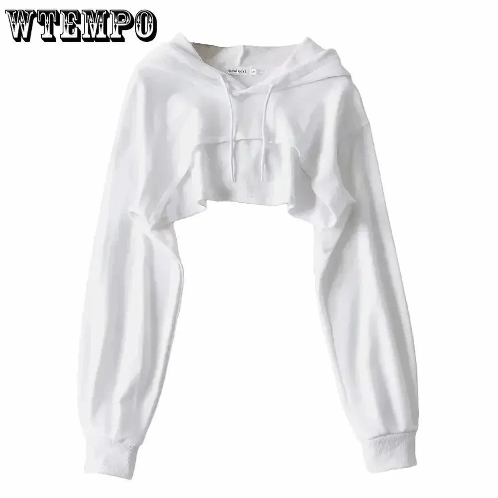Hoodie Female Hoodie Personality Irregular Crop Ultra Short Style Long Sleeve Top Female Drop Shipping - Tophatter Daily Deals