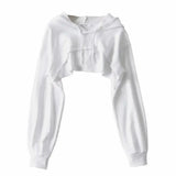 Hoodie Female Hoodie Personality Irregular Crop Ultra Short Style Long Sleeve Top Female Drop Shipping WHITE - Tophatter Daily Deals