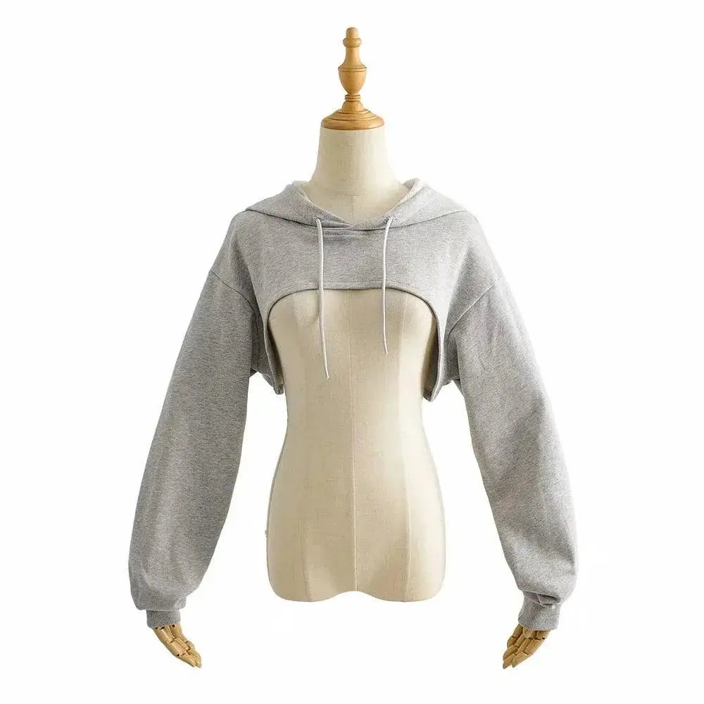 Hoodie Female Hoodie Personality Irregular Crop Ultra Short Style Long Sleeve Top Female Drop Shipping - Tophatter Daily Deals