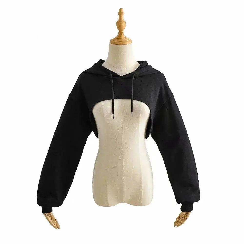Hoodie Female Hoodie Personality Irregular Crop Ultra Short Style Long Sleeve Top Female Drop Shipping - Tophatter Daily Deals