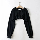 Hoodie Female Hoodie Personality Irregular Crop Ultra Short Style Long Sleeve Top Female Drop Shipping - Tophatter Daily Deals