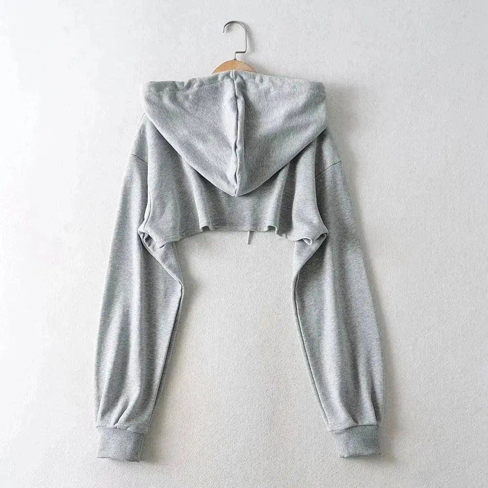 Hoodie Female Hoodie Personality Irregular Crop Ultra Short Style Long Sleeve Top Female Drop Shipping - Tophatter Daily Deals