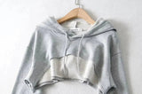 Hoodie Female Hoodie Personality Irregular Crop Ultra Short Style Long Sleeve Top Female Drop Shipping - Tophatter Daily Deals