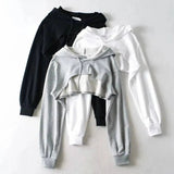 Hoodie Female Hoodie Personality Irregular Crop Ultra Short Style Long Sleeve Top Female Drop Shipping - Tophatter Daily Deals