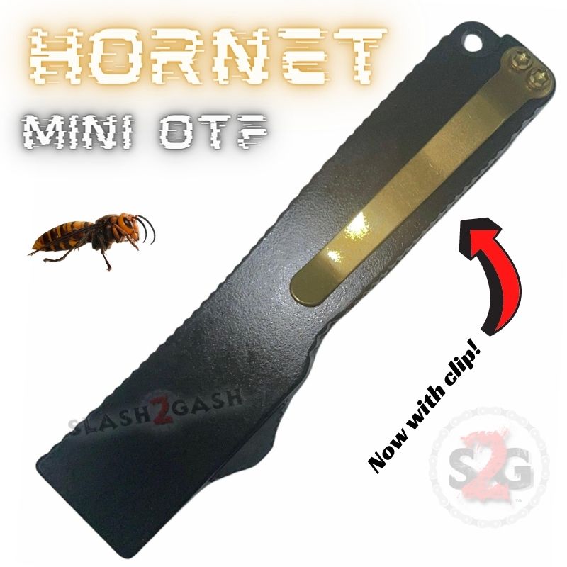Keychain Mini OTF Knife Switchblade Dagger w/ Clip - Black Gold Hornet Knife-OTF - Tophatter Daily Deals