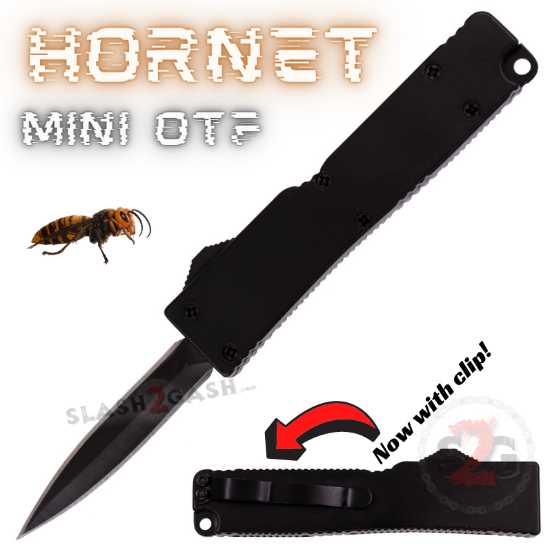 Hornet Mini OTF Knife Small Automatic Keychain Switchblade - Asst. colors Black - Double Edge w Clip Knife-OTF - Tophatter Daily Deals