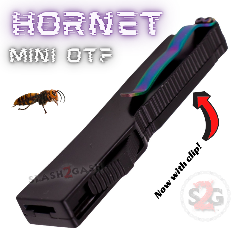 Keychain Mini OTF Knife Switchblade Dagger w/ Clip - Rainbow Hornet Knife-OTF - Tophatter Daily Deals